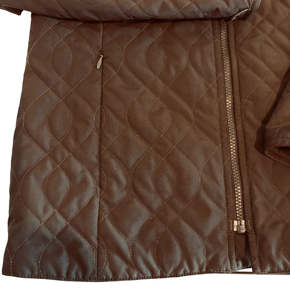 LL Bean Quilted Thinsulate Insulated Jacket Womens Small Petite‎ Zip Up Brown